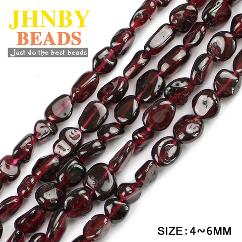 JHNBY Garnet Irregular Gravel Chip Loose beads 4~6mm Lucky Women Natural Stone Jewelry bracelet making DIY Accessories Wholesale ► Photo 1/5