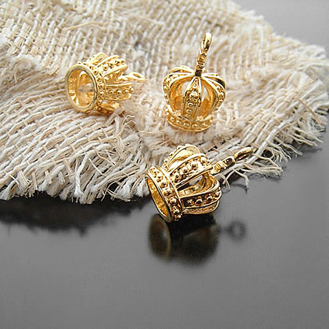 (19934)6PCS 19*13MM 24K Gold Color Plated Brass 3D Crown Charms Pendants Jewelry Findings Earrings Accessories ► Photo 1/2