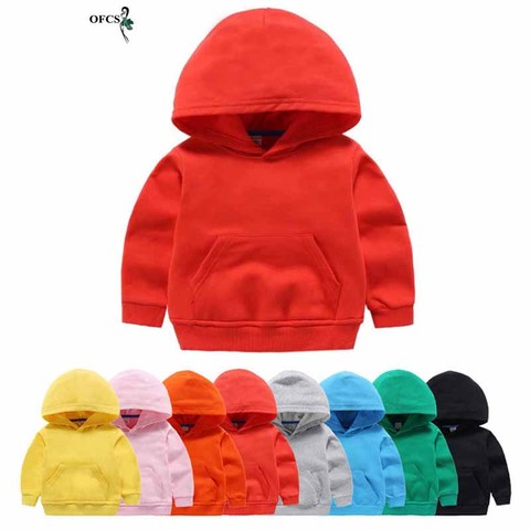 Fashion Children Sports Hoodies Pure Color Toddler Girls Sweatshirt Sweater Spring Cotton Sports Outwear Tops Baby Boys 90-130 ► Photo 1/6