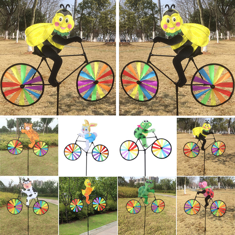 Hot Selling Cute 3D Animal on Bike Windmill Wind Spinner Whirligig Garden Lawn Yard Decor AUG25 ► Photo 1/6