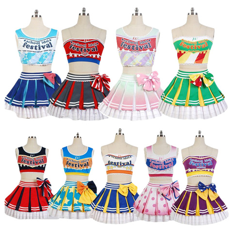 Love Live Cheerleaders Cosplay Costumes Kotori Minami Sonoda Umi Nozomi Tojo Eli Ayase Nine Girls Cheerleaders Team Halloween ► Photo 1/6