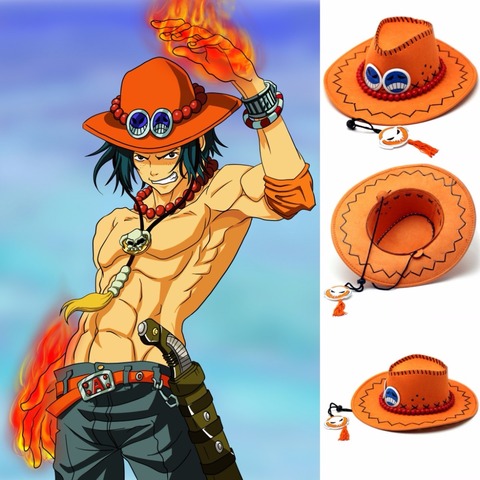 Anime uma peça portgas d ace chapéu de cowboy luffy chapéu tony