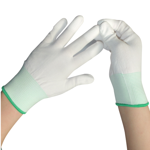 2pairs/lot Nylon PU Finger Coated Gloves White Coated Glove Anti-static Gloves Clean Knitted Gloves ► Photo 1/1