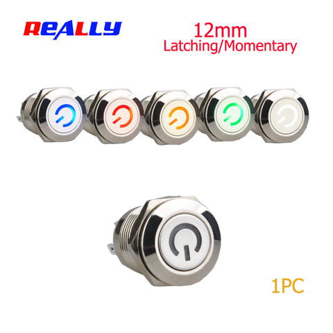 12mm Self-locking Waterproof Metal Push Button Switch latching LED light3V 5V 6V 12V 24V 36V 48V  220V RED BLUE GREEN YELLOW ► Photo 1/4