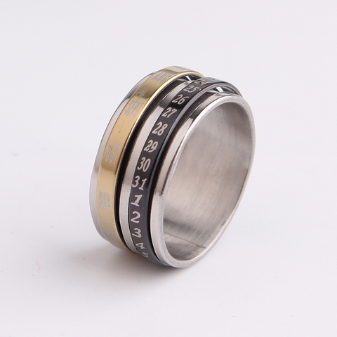 Digital number Double Layer Rotation rings 316L Stainless Steel