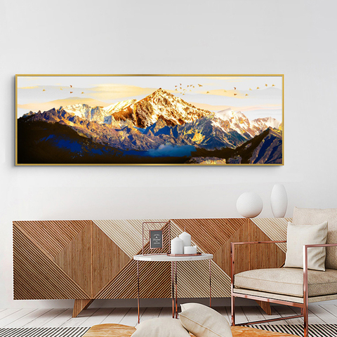 Abstract Golden Mountains Oil Painting on Canvas Posters and Prints Wall Art Pictures for Living Room Cuadros Decor No Frame ► Photo 1/6