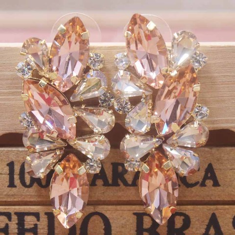 Zerong Colorful rhinestone Earrings With champagne/red/fuchsia glass stone Lady Valentine's Day Gifts stud earrings ► Photo 1/6