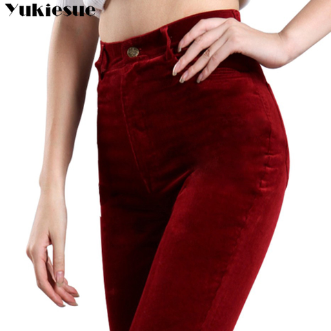 Hot Sale autumn and winter women's pants fashion comfortable pants increase size 27-34 corduroy elastic waist pants A467 ► Photo 1/6