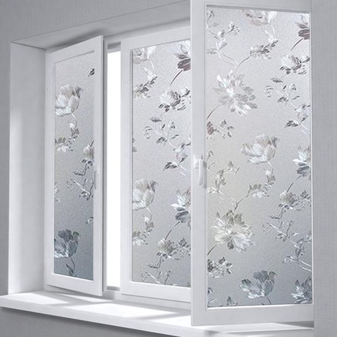 Hibiscus Flower Pattern Window Film PVC Frosted Private 3D Static Cling Privacy Protection Glass for Meeting Room Drop-Shipping ► Photo 1/6
