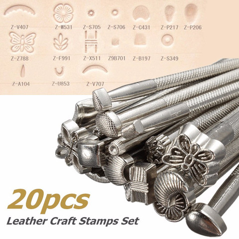 6/20Pcs Leather Working Saddle Making Tools Set Leather Craft Stamps Punch DIY