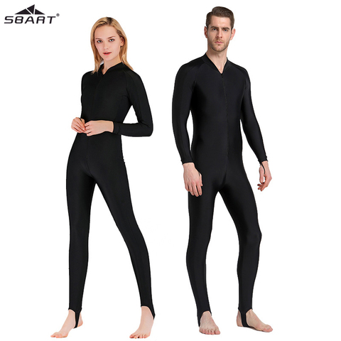 SBART UPF 50+ Lycra rash guard men women Black full body one piece swimwear long sleeve Diving Wetsuit surf Suit Sun Protect ► Photo 1/6
