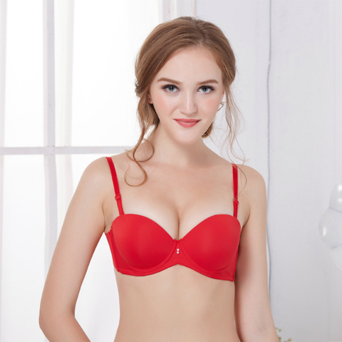 Women Big Size Bra 1/2 Cup Push Up Bras With Underwire Adhesive