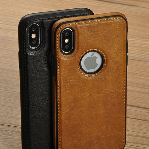 Soft PU Leather Case For iPhone XR XS Max X 6S 6 Plus Shockproof Back Cover Soft TPU Business Phone Case For iPhone XR 7 8 Plus ► Photo 1/6