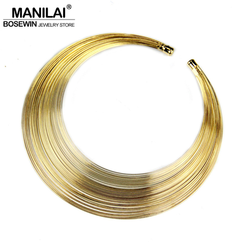 MANILAI Fashion Multilayer Metal Wire Torques Statement Necklace Indian Jewelry Women Collar Necklaces Maxi Choker collier femme ► Photo 1/6