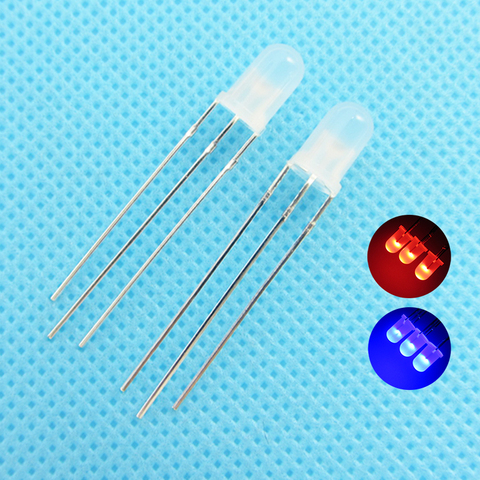 5mm LED Bi-Color Diffused Common Anode Round Light Emitting Diode Dual Red Blue Foggy Two Plug-in Practice DIY Kit 10 pcs /lot ► Photo 1/1