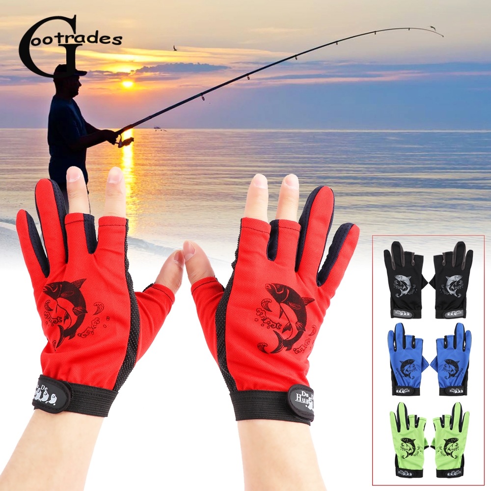 Outdoor Nonslip Fishing Gloves 3 Half-Fingers Anti-Slip Fingers Anti Slip Fish 