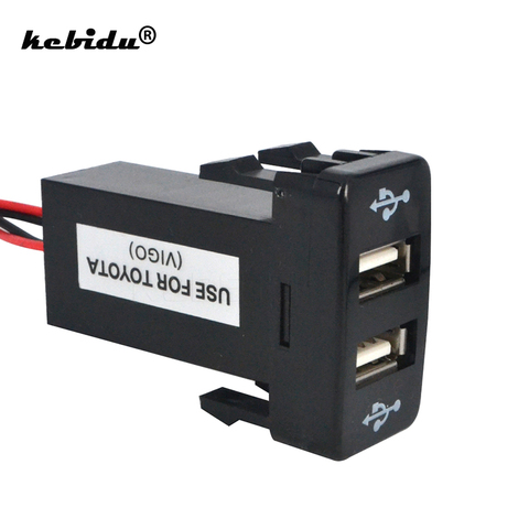 kebidu Hot Dual USB Car Charger Power Adapter For Fuse Cell Phone Charger 2 Port Socket Car Styling Dashboard For TOYOTA VIGO ► Photo 1/5