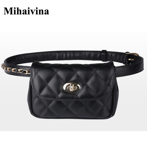 Mihaivina Fashion Leather Waist Bag Women Fanny Chest Bag Pack Femal Plaid Belt Bags Hip Money Travel Phone Pouch Bags ► Photo 1/6
