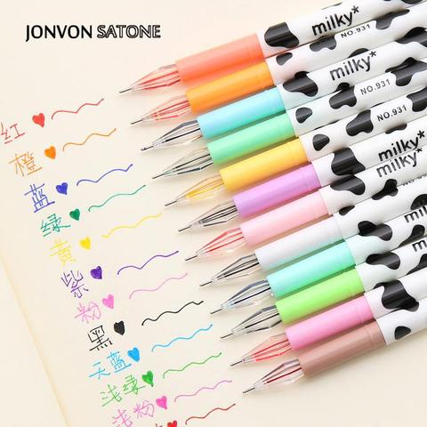 Jonvon Satone Creative Stationery Milky Cow 12 Color Diamond Pen Gel Korean Cartoon Stationery Wholesale Kawaii School Supplies ► Photo 1/6