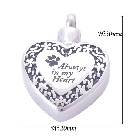 316L Stainless Steel Pet Always in my Heart Cremation Necklace Religious Ashes Urn Pendant Jewelry Free engraving ► Photo 1/1