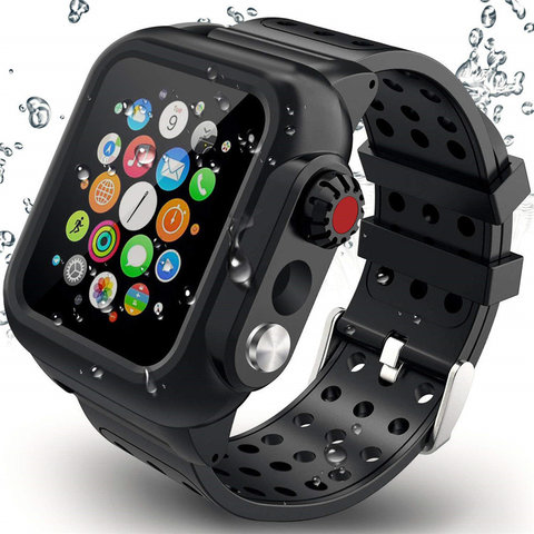 Waterproof Rugged Case with Silicone Band for Apple Watch Series SE 6 5 4 3 for iWatch 38/42/40/44mm Strap Screen Protect Cover ► Photo 1/6