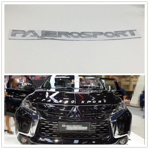 Chrome Silver For Mitsubishi Pajero Sport Front Hood Emblems Logo Script Badge Letter Auto Stickers ► Photo 1/6