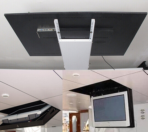 2022 Motorized Ceiling Hidden flip down Led lcd tv lift mount hanger holder electric remote RS control 110v-250v for 32-72 inch ► Photo 1/1