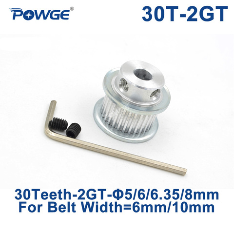 POWGE 30 Teeth 2M 2GT Timing Pulley Bore 5/6/6.35/7/8mm for 2MGT GT2 Synchronous belt width 6/9mm small backlash 30Teeth 30T ► Photo 1/6