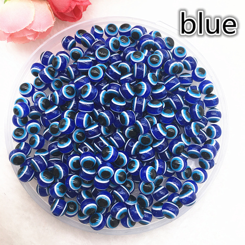50pcs 6mm 8mm 8x10mm New Jewelry Blue Resin Spacer Beads Ball Mixed Evil Eye Pattern Beads for Jewelry Making DIY Bracelet Beads ► Photo 1/3