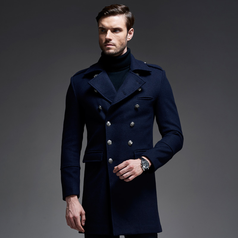 2017 Korean Mens Winter Wool Overcoats British Long Wool Coat For Men  Fashion Mens Double Breasted Pea Coat Man Wool Trench Coat - Price history   Review | AliExpress Seller - Tears