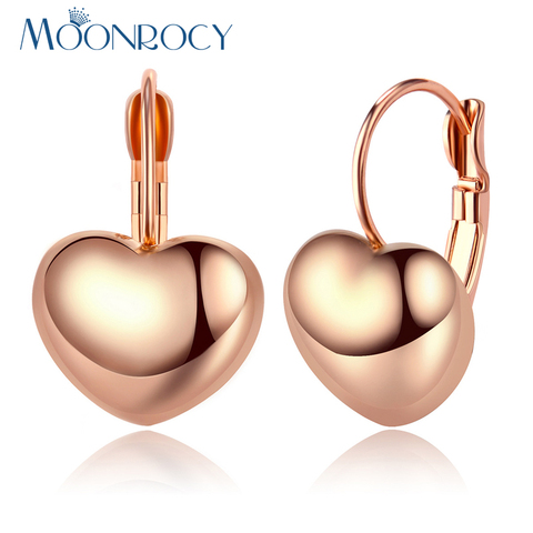 MOONROCY Drop Shipping Fashion Jewelry Earring Rose Gold Color Silver Color Simple Earrings Heart Earrings for Women Girls Gift ► Photo 1/6