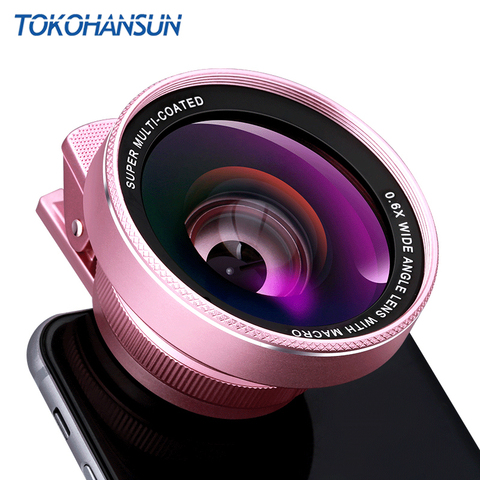 TOKOHANSUN Mobile Phone Lens 4k HD 0.6x Wide Angle + 15x Macro Lens for IPhone X 8 Huawei Smartphone No Distortion dropshipping ► Photo 1/6