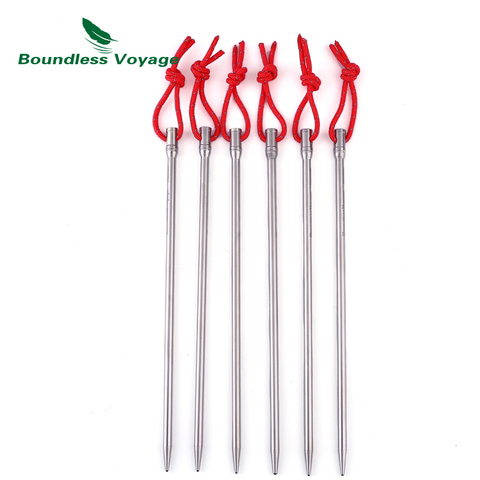 Boundless Voyage 6-8 pcs/lot Titanium Alloy Tent Nails Outdoor Camping Tent Stakes Lengthen Tent Pegs 20CM with Rope Ti1523B ► Photo 1/1