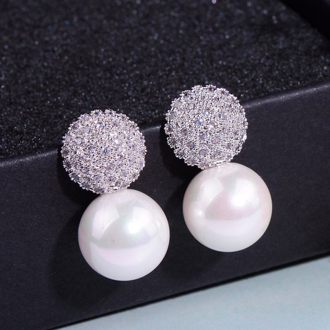 2022 Fashion Wedding Pearl Jewelry Accessories Party Pearl Earrings Elegant Crystals Stud Earrings For Women Female Gifts E1713 ► Photo 1/6