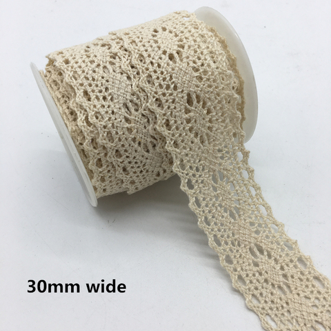 2 Yards/lot 30mm Wide Apparel Sewing Fabric Trim Cotton Crocheted Lace Fabric Ribbon Handmade Accessories #FF01 ► Photo 1/3