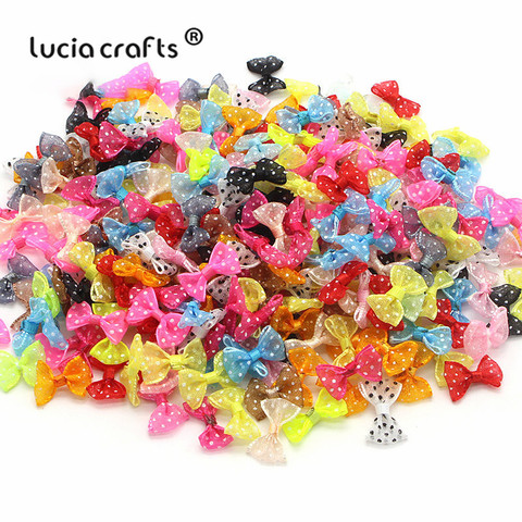 Lucia crafts 2.5cm 12pcs/24pcs Polka Dot Organza Bows Girls Boutique Mini Hair Bow Headwear DIY Garment Craft B0810 ► Photo 1/6