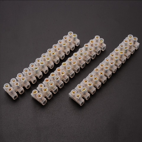 3pcs White 12 Way Terminal Barrier Strip 3A Barrier Screw Terminal Block Electrical Wire Connection Connector Strips Mayitr ► Photo 1/6