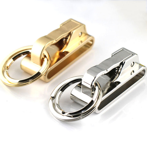 Belt Key Rings Buckle Clip for Belt Double Loops Car Keychain Key Fob Key Chain Ring Gold Silver Color Gift Box ► Photo 1/6