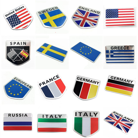Car Stickers UK/USA/France/Italy/Germany/Russian/Greece/Spain/ Flag Logo Badge Emblems Decals For Home Car Motorcycle Decoration ► Photo 1/6