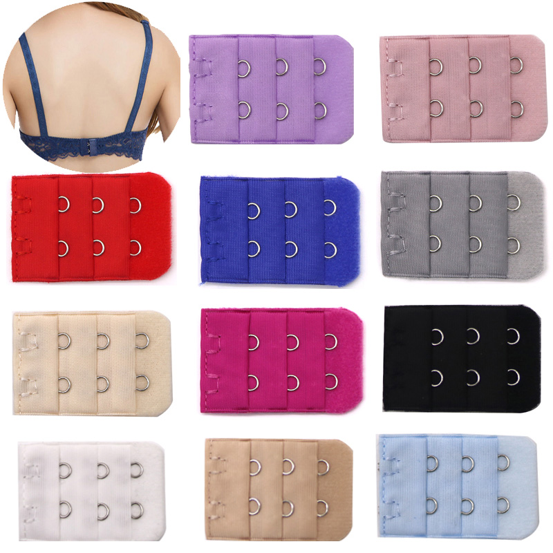 Ladies Bra Back Extension Clips Underwear Strap 3 Colours 2/3 Hook Bra Extender