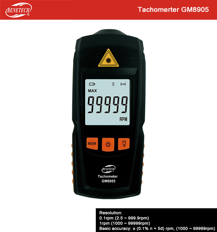 Digital Tachometer PM6208B Digital Non-Contact Tachometer RPM Speed Meter Revolution Meter Speed Measuring Instrument
