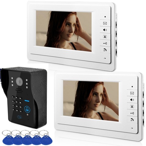 SmartYIBA Password RFID Video Camera Intercom 7''Inch Monitor Wired Video Door Phone Doorbell Speakephone Intercom System ► Photo 1/6