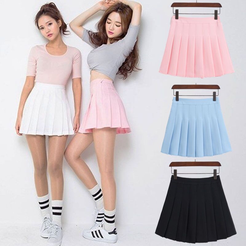 White Pleated Skirt Cute Japanese Fashion Women Clothing Girls Tennis  Skirts School Uniform Style Black Mini Faldas Para Mujeres - AliExpress