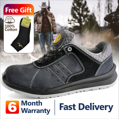 Safety Work Sports Shoes  Comfortable Toe Cow Suede Mesh Fashion Breathable Air Lace Up Durable Para Hombre De Deporte ► Photo 1/6