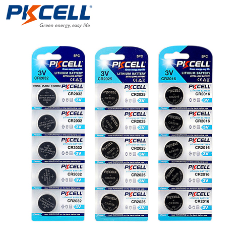 PKCELL 5Pcs/1Cards CR2032 5004LC 220mAh+5Pcs/1Cards CR2025 5003LC 150mAh+5Pcs/1cards CR2016 5000LC 75mAh 3V Lithium Button Cell ► Photo 1/6