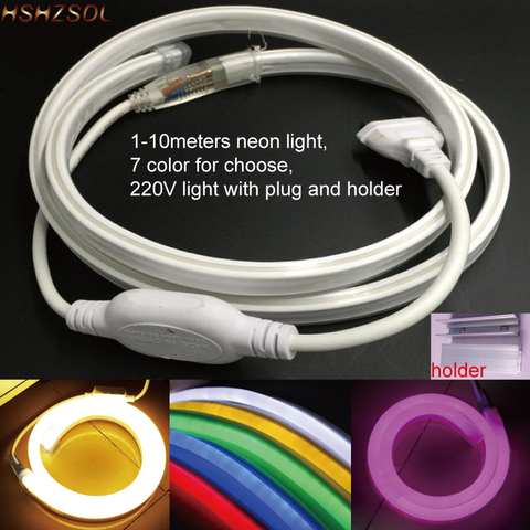 1-10m Outdoor&Indoor LED Lighting Flex LED Neon Light SMD 2835 120leds/m LED Neon Strip rope Light Waterproof 220V power plug ► Photo 1/6