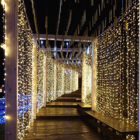 LED Curtain Icicle String Light 3x1/3x2/3x3/3x6m Connectable Christmas Garland Lights Indoor/Outdoor Party Wedding Decor lights ► Photo 1/6