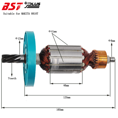 AC220V-240V Rotor/Armature For MAKITA 0810T Electric Breaker ► Photo 1/4