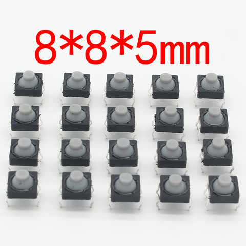20pcs/lot 8x8x5MM 4PIN G77 Conductive Silicone Soundless Tactile Tact Push Button Micro Switch Self-reset ► Photo 1/6