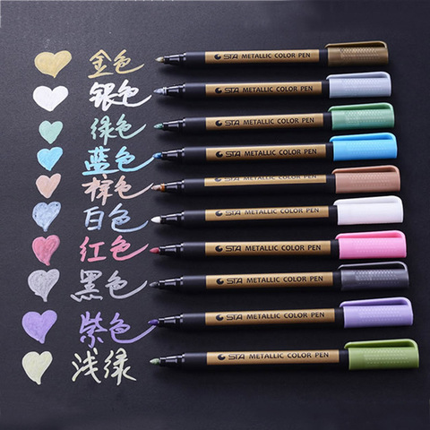 1pc Colored Highlighters Waterproof Permanent Metallic Marker Pens For White Paperboard Kraft Paper Photo Albums Diy Decorations ► Photo 1/5
